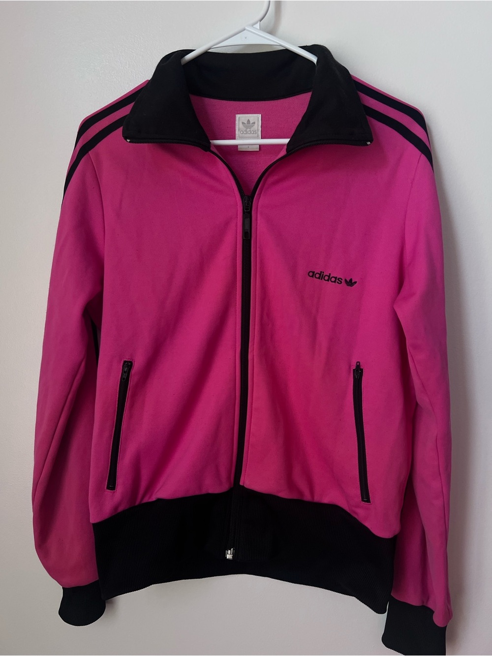 Vintage Adidas Originals Pink Black Firebird Track Jacket Y2K 90s Streetwear